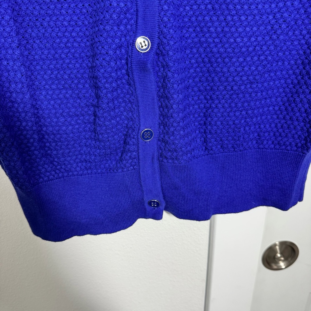 The Limited Cardigan Size Medium Royal Blue Purple Open Knit 3/4 Sleeves Sweater - Picture 4 of 8